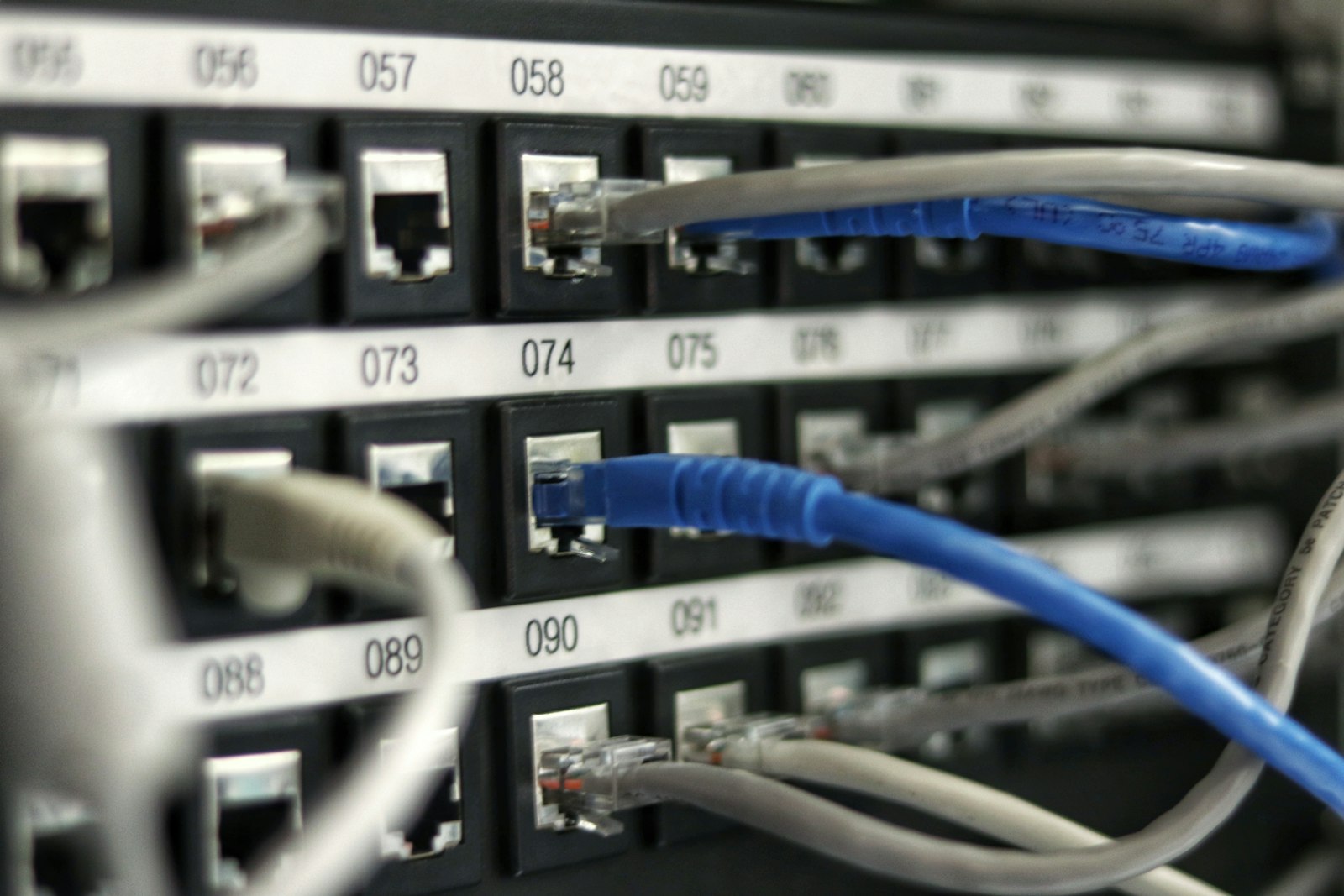 Network cables in a server rack